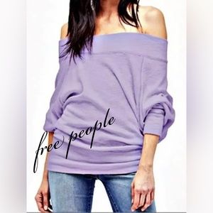 We The Free Womens Palisades Sweater Purple Long Sleeve Off Shoulder